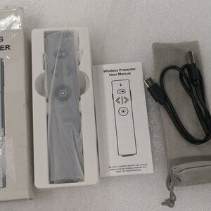 Wireless Presentation Clicker with Laser Pointer, Volume, USB, USBC Silver